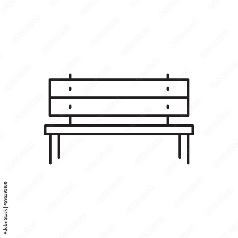 Bench vector line icon. Seat flat sign design. Bench symbol isolated pictogram. UX UI bench icon sign. Linear icon outline symbol Bench vector line icon. Seat flat sign design. Bench symbol isolated pictogram. UX UI bench icon sign. Linear icon outline symbol
