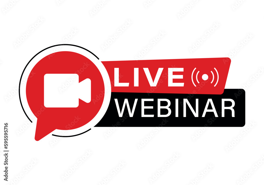 Live webinar. Live webinar button or banner element. Symbol, button of live streaming, broadcasting, online stream emblem. Webinar sign Live webinar. Live webinar button or banner element. Symbol, button of live streaming, broadcasting, online stream emblem. Webinar sign