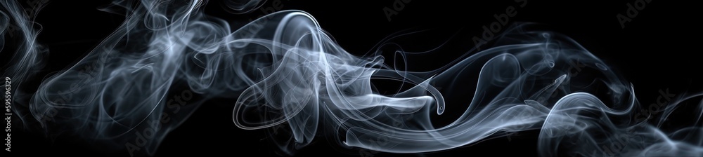 white smoke on black background banner, Generative AI white smoke on black background banner, Generative AI