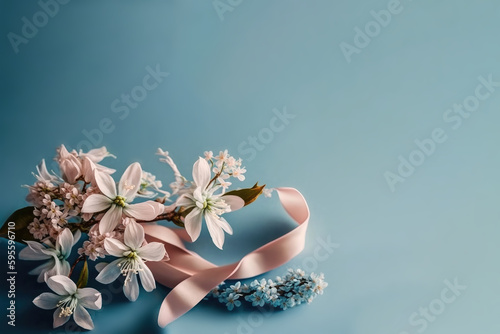 Floral pattern on blue background, card, invitation, writing room, wedding card, wedding invitation, RSVP