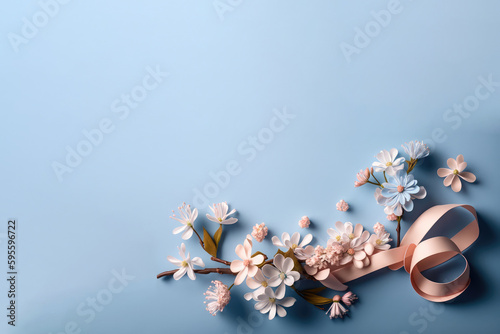 Floral pattern on blue background, card, invitation, writing room, wedding card, wedding invitation, RSVP