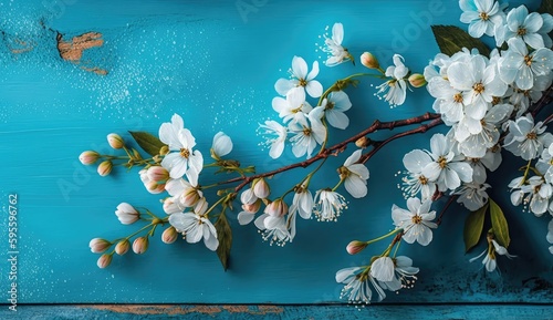 Floral pattern on wooden turquoise background, card, invitation, writing room, wedding card, wedding invitation, RSVP