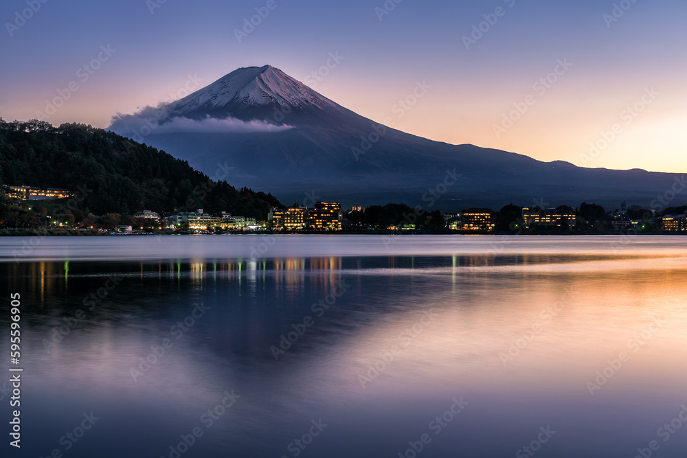 Zachód słońca nad górą Fuji - obrazy, fototapety, plakaty 