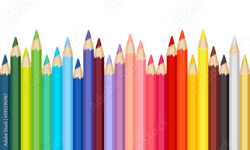 Colored pencils isolated on white background. Vector cartoon illustration.