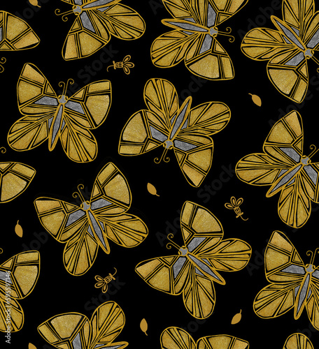 Beige batterfly seamless pattern for fabric, clothes