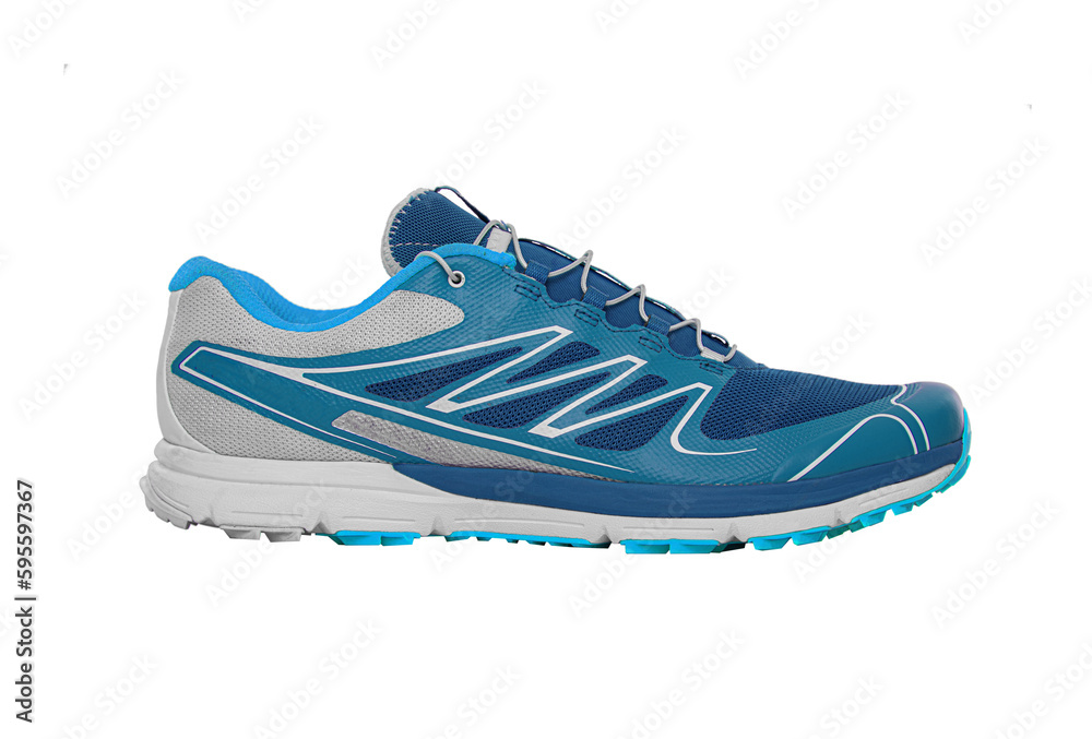 Blue sports shoes isolated on transparent background.