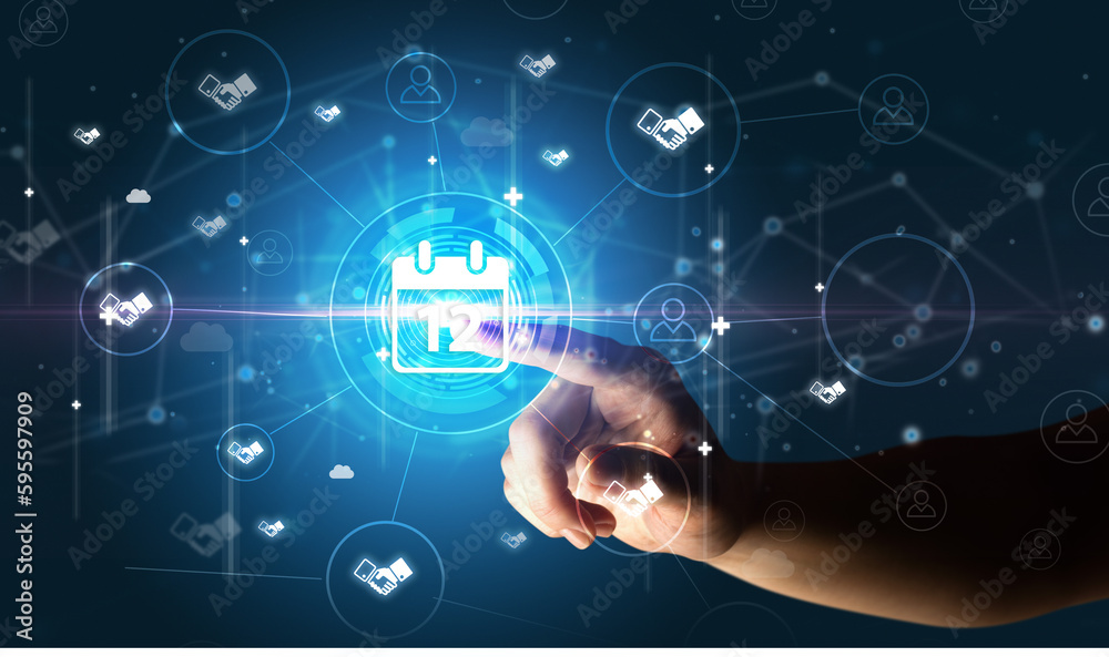Businessman hand pressing stock graphic information on multitouch screen Businessman hand pressing stock graphic information on multitouch screen
