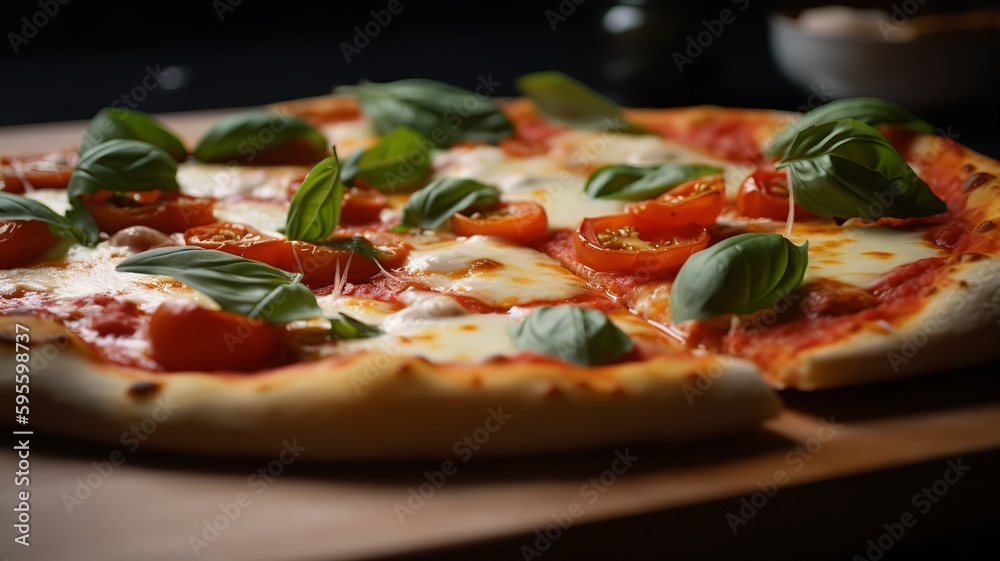 Margherita Pizza - A close-up shot of a homemade margherita pizza Margherita Pizza - A close-up shot of a homemade margherita pizza