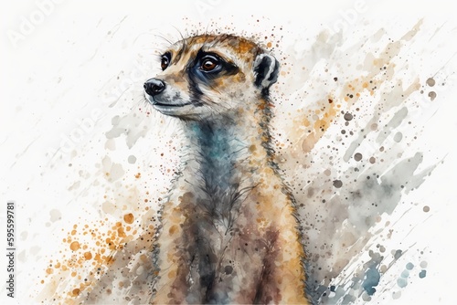 Wallpaper Mural Watercolor meerkat illustration white background,Generative AI Torontodigital.ca
