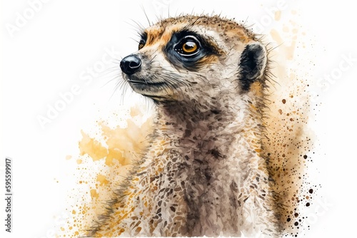 Wallpaper Mural Watercolor meerkat illustration white background,Generative AI Torontodigital.ca