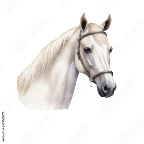 White horse watercolor. generative ai