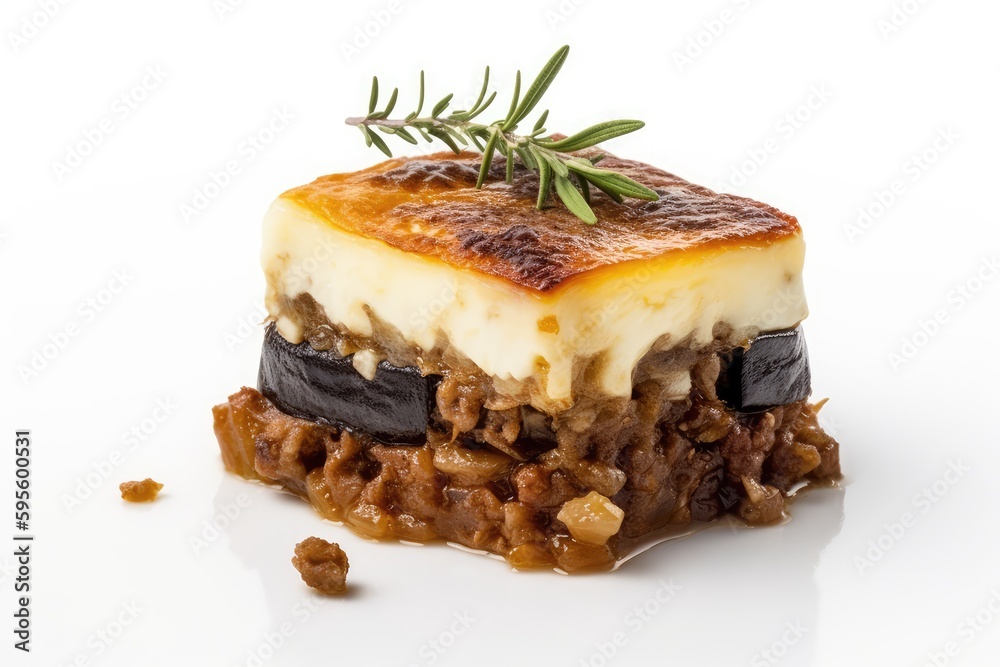 Moussaka Dish, Traditional Greek Musaka, Bulgarian Mousaka, Musaca, Abstract Generative Ai Illustration