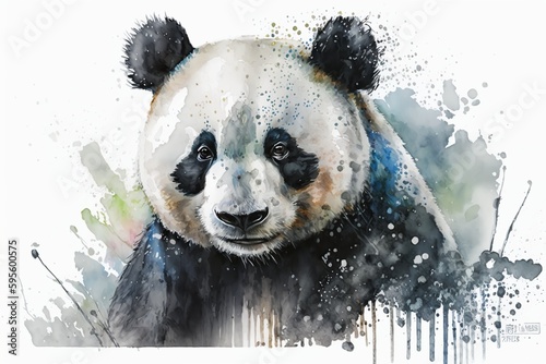 Watercolor panda illustration white background,Generative AI