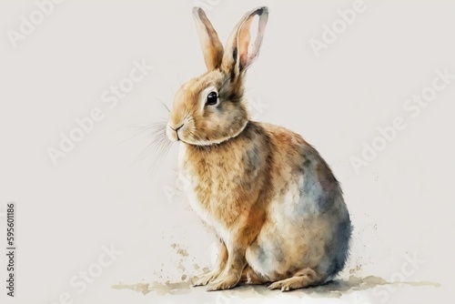 Watercolor rabbit illustration white background,Generative AI © simon