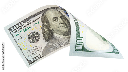 Canvastavla American dollar, 100, isolated on white background, full depth of field