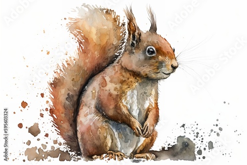 Wallpaper Mural Watercolor squirrel illustration white background,Generative AI Torontodigital.ca