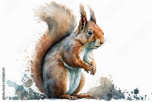 Wallpaper Mural Watercolor squirrel illustration white background,Generative AI Torontodigital.ca