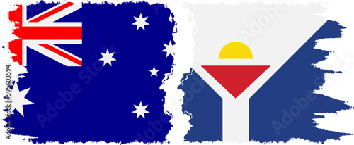 Saint Martin and Australia grunge flags connection vector