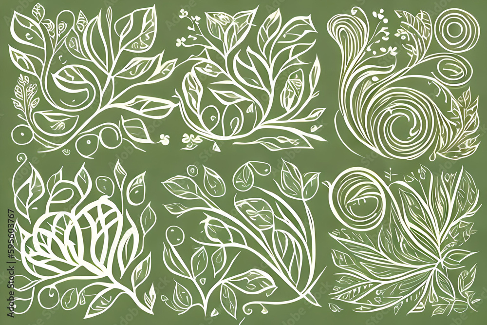green patterns created using a combination of natural and digital element