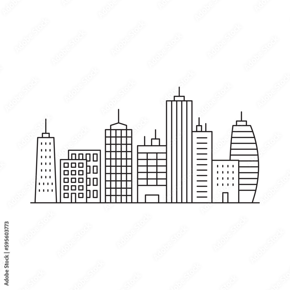 City vector linear icon. Buildings flat sign design. Building symbol isolated pictogram. Real estate UX UI icon symbol outline sign 