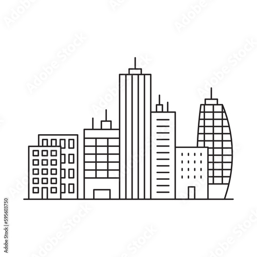 City vector linear icon. Buildings flat sign design. Building symbol isolated pictogram. Real estate UX UI icon symbol outline sign 