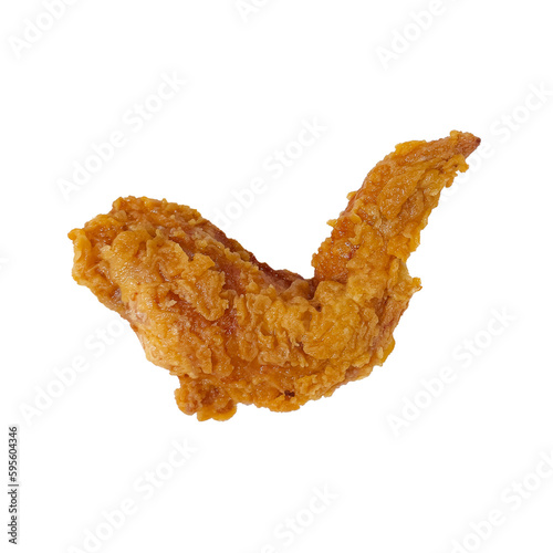 Crispy fried chicken pieces isolated on white background top view