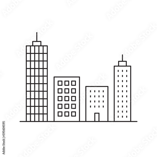 City vector linear icon. Buildings flat sign design. Building symbol isolated pictogram. Real estate UX UI icon symbol outline sign 