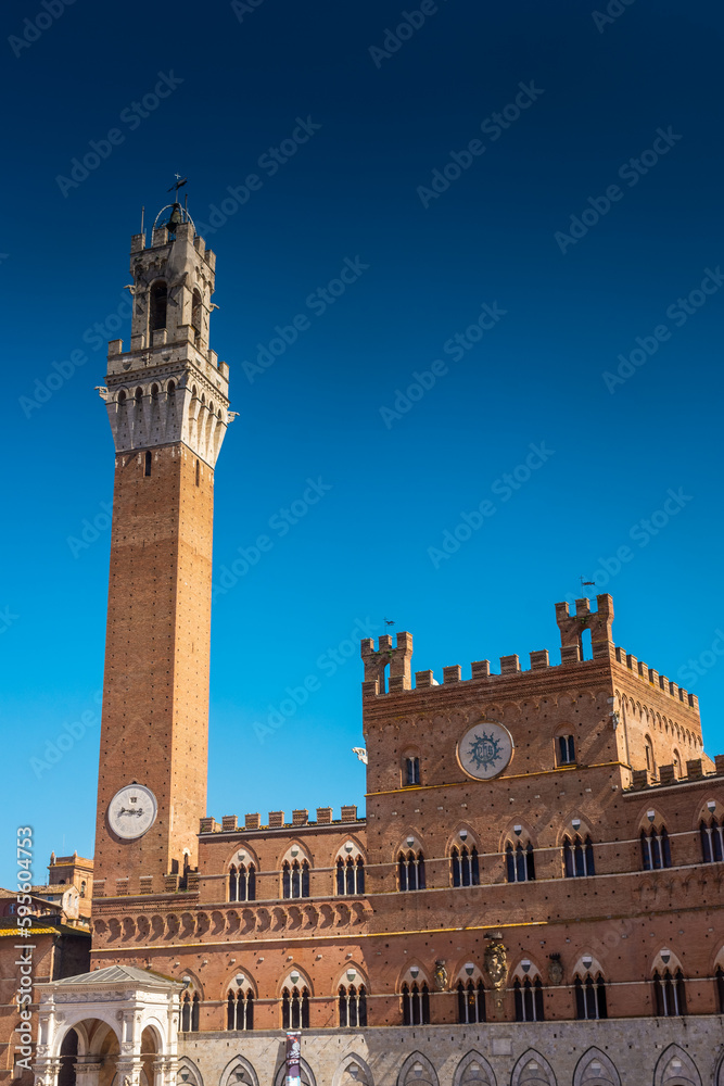 Siena town hall in Piazza del Campo Square, Tuscany,  Italy