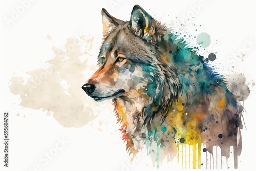 Wallpaper Mural Watercolor white wolf illustration white background,Generative AI Torontodigital.ca