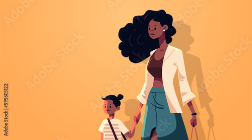 mother and little daughter walking together mom taking child to school or kindergarten motherhood