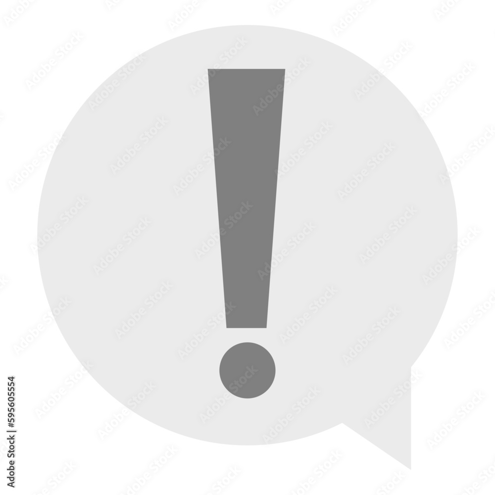 Dialogue illustration. Speech bubble with exclamation mark on white background