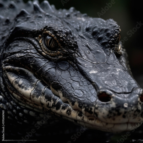 Black alligator closeup face. Generative AI. #8