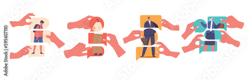 Characters Sharing Negative or Positive Comments, Bad and Good Opinions About Persons. Anonymous People Judgments