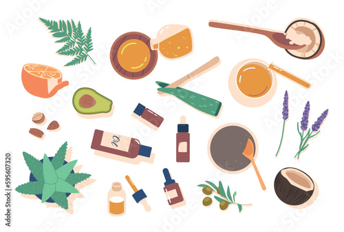 Set Of Items For Making Natural Oils Includes Carrier Oils, Essential Oils, Accessories Like Dropper Bottles, Funnels