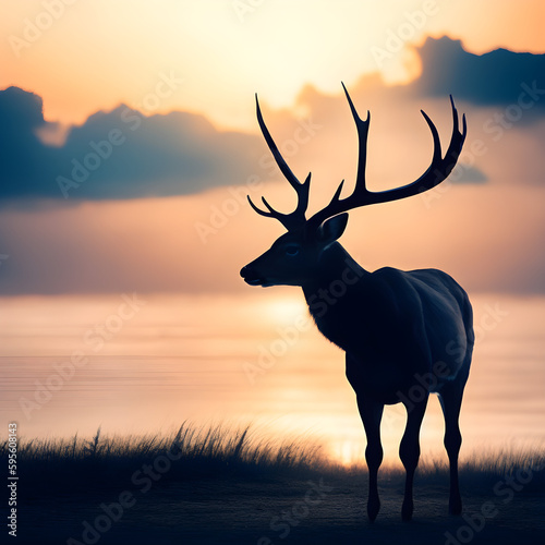 a proud deer on a field  AI generated
