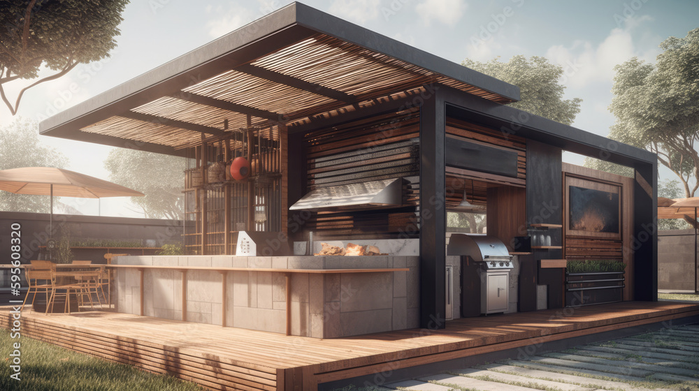 Barbecue Store Design, Modern and Inviting Space, Grilling Equipment and Accessories, Retail Interior, Generative AI Illustration