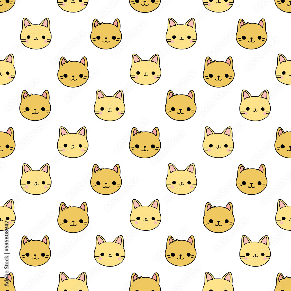 Seamless pattern with cartoon cats