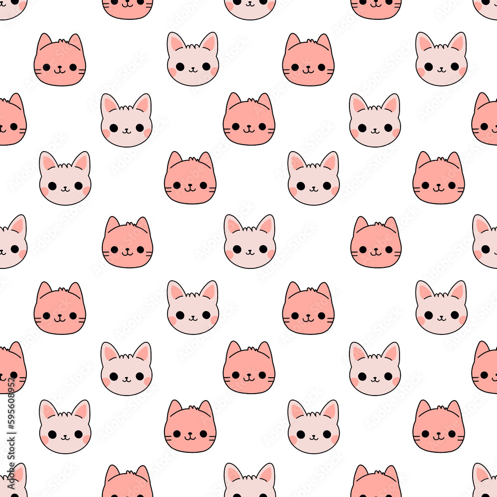 seamless pattern with cartoon cats