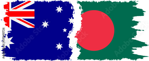 Bangladesh and Australia grunge flags connection vector