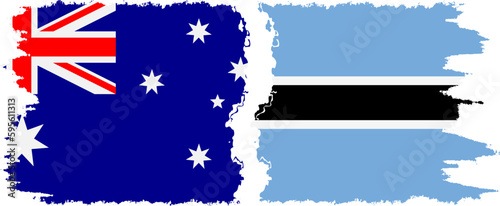 Botswana and Australia grunge flags connection vector