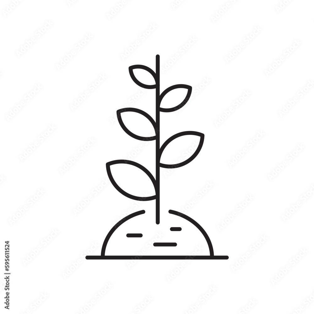 Planting vector line icon. Seedling flat sign design. Planting nature leaf symbol pictogram. UX UI isolated icon of seedling planting leaf. Linear icon outline seed symbol Planting vector line icon. Seedling flat sign design. Planting nature leaf symbol pictogram. UX UI isolated icon of seedling planting leaf. Linear icon outline seed symbol