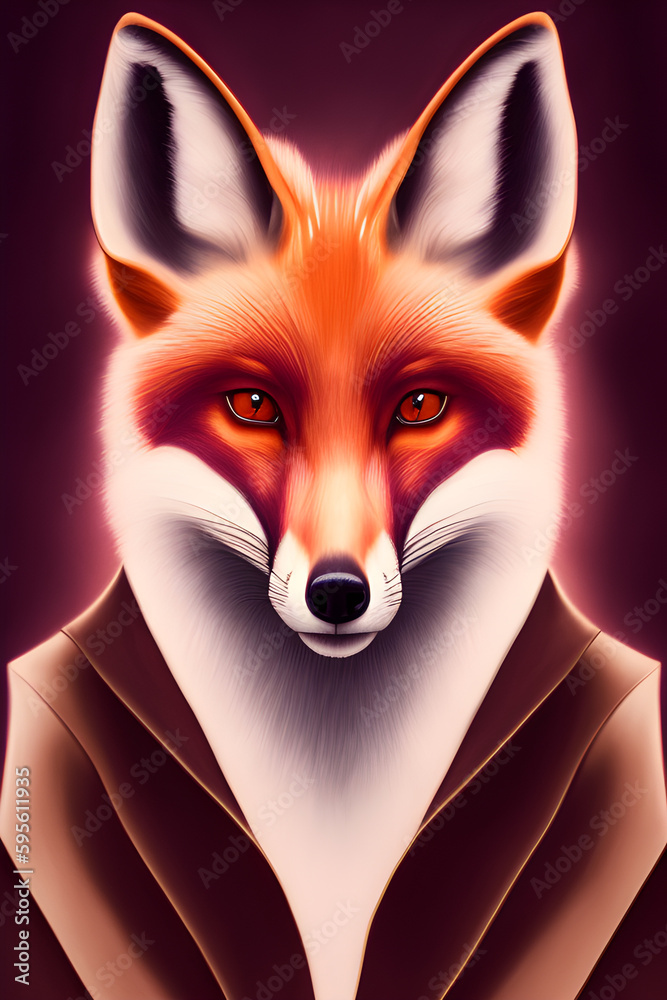 Obraz premium Surreal portrait of a fox in clothes, dressing up