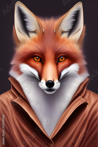 Wallpaper Mural Surreal portrait of a fox in clothes, dressing up. Generative Ai Torontodigital.ca