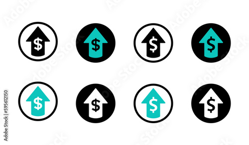 Salary increase vector icons set. Cost increase vector signs