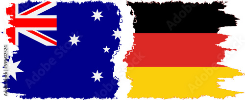 Germany and Australia grunge flags connection vector
