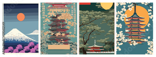 A set of vector backgrounds for text that capture the beauty of Asia in all seasons. From the iconic Mt. Fuji to the sunny fruits of Japan, Korea, and China, these backgrounds feature a mix of classic