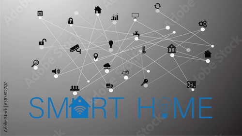 Smart home icon and internet of things (IOT) with icons of house