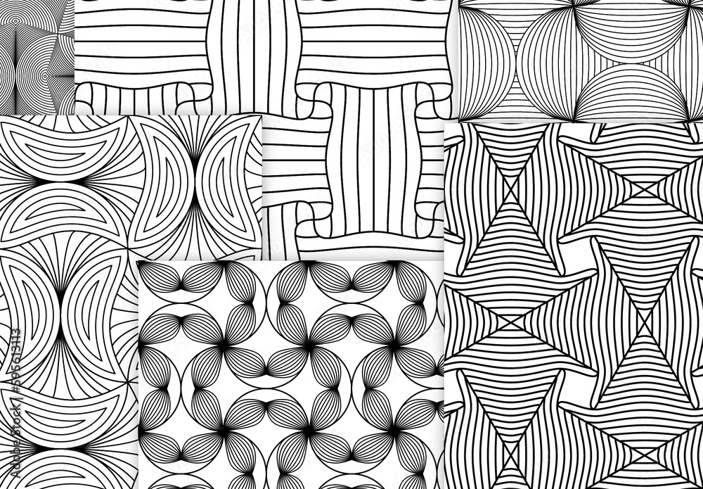 Pattern Using Solid Shapes Seamless Pattern Collection with Simple Black and White Geometric ...