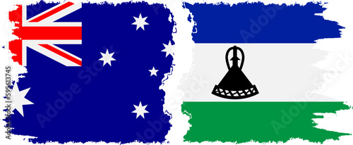 Lesotho and Australia grunge flags connection vector