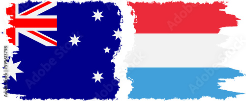 Luxembourg and Australia grunge flags connection vector